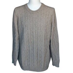 Native World SZ M Possum & Merino Wool Men's Cable Knit Tan Crewneck Sweater